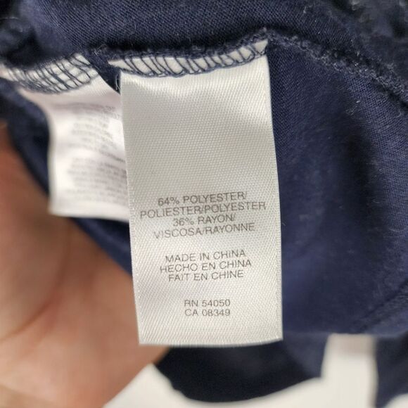 Jones New York Metallic Top Navy Silver Peplum Long Sleeve Pullover Size MP - Picture 14 of 15